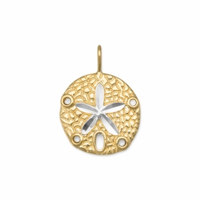 Sand Dollar Pendant Two Tone Yellow Gold-plated Sterling Silver, Pendant Only Radiant Jewelry Look