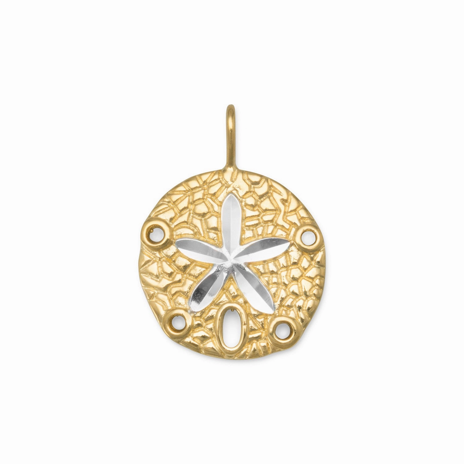 Sand Dollar Pendant Two Tone Yellow Gold-plated Sterling Silver, Pendant Only Radiant Jewelry Look