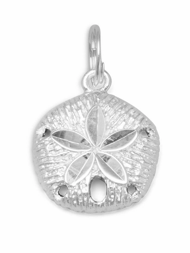 Shiny Gem Sand Dollar Sanddollar Charm Diamond-cut Sterling Silver