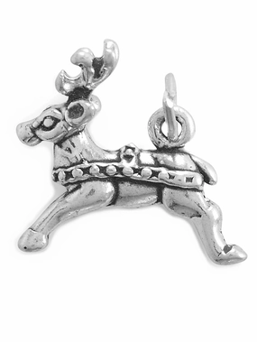Santas Reindeer Charm Sterling Silver Precious Jewelry Pieces
