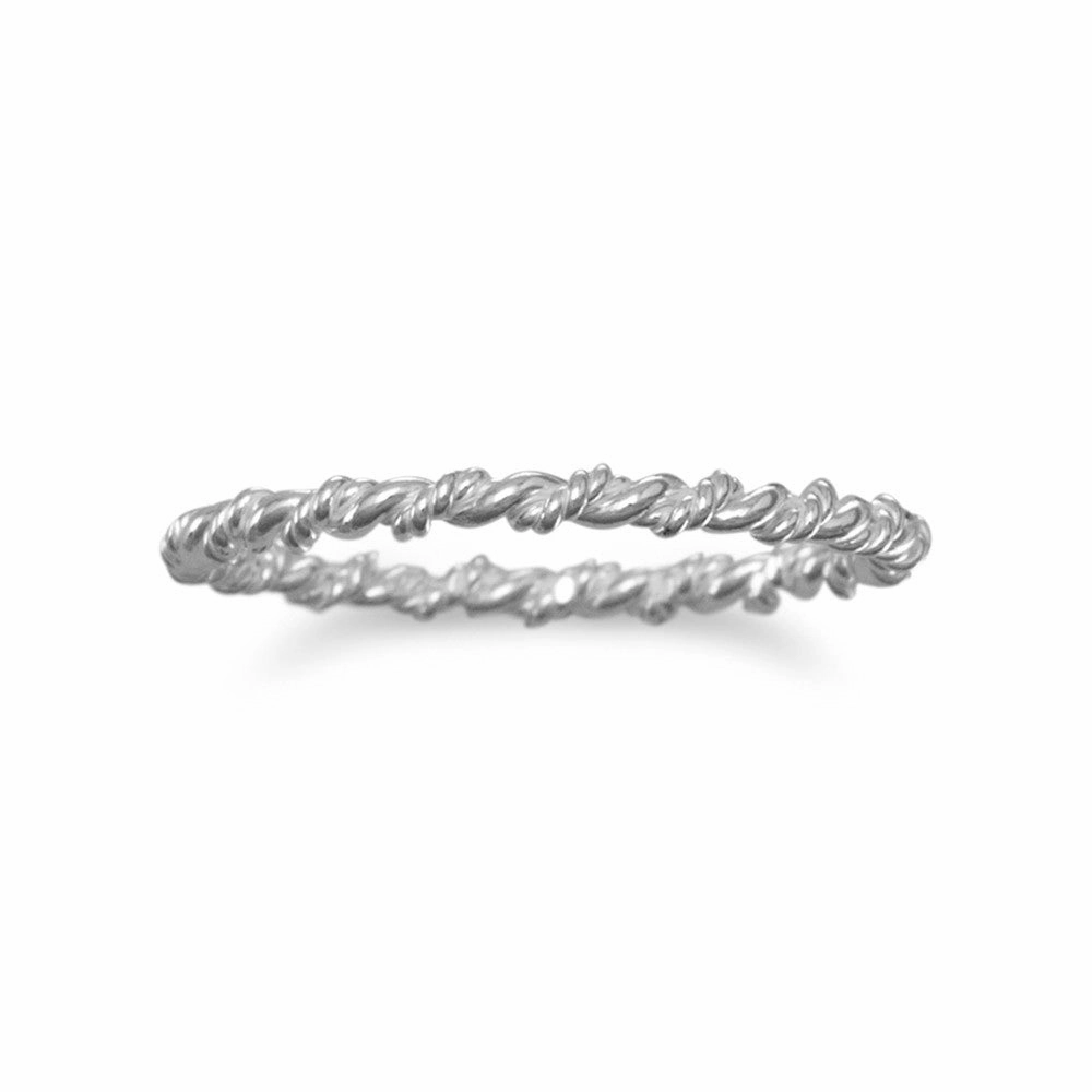 Gorgeous Accent Bridal Shower Stackable Thin Twisted Band Ring Sterling Silver
