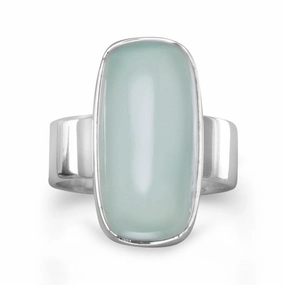 Contemporary Ornament Sea Green Chalcedony Ring Sterling Silver