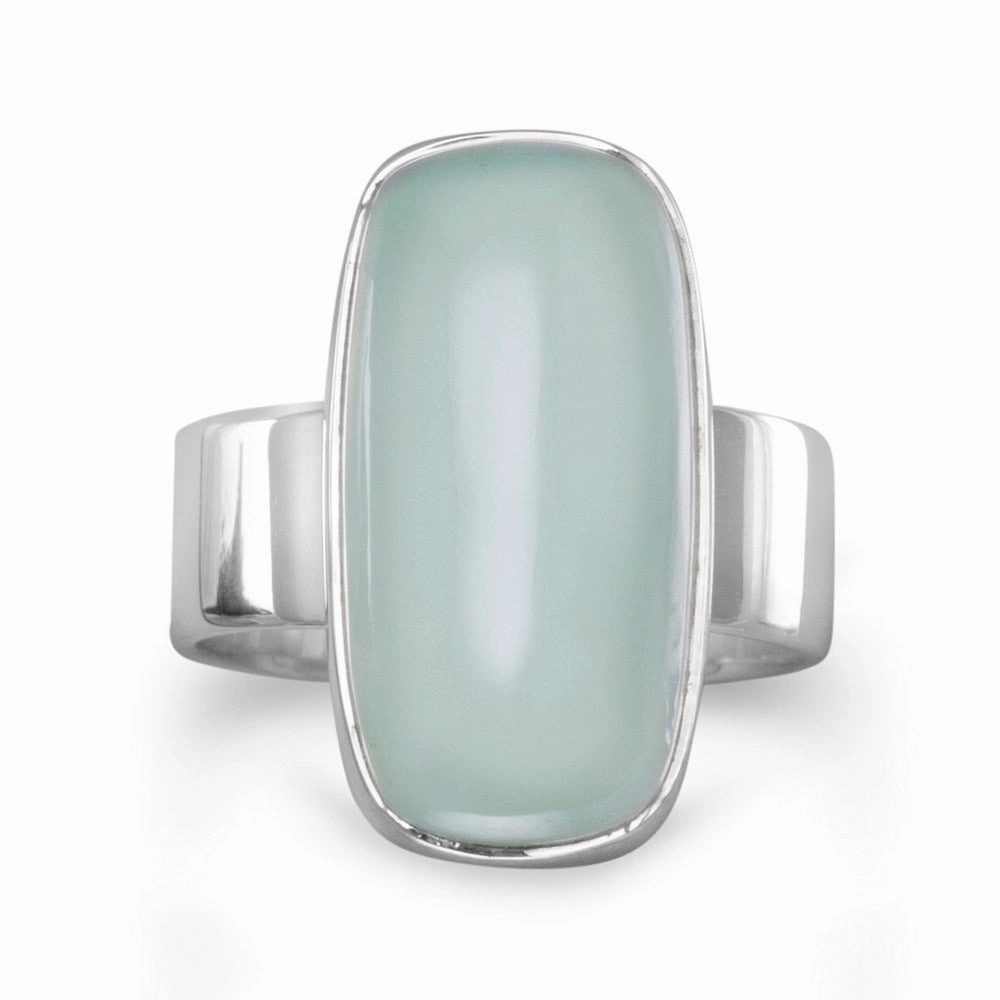 Sea Green Chalcedony Ring Sterling Silver Festive Present