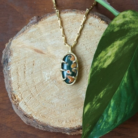 Seafloor Treasure Pendant - Brass   Ocean Jasper Caring Accent