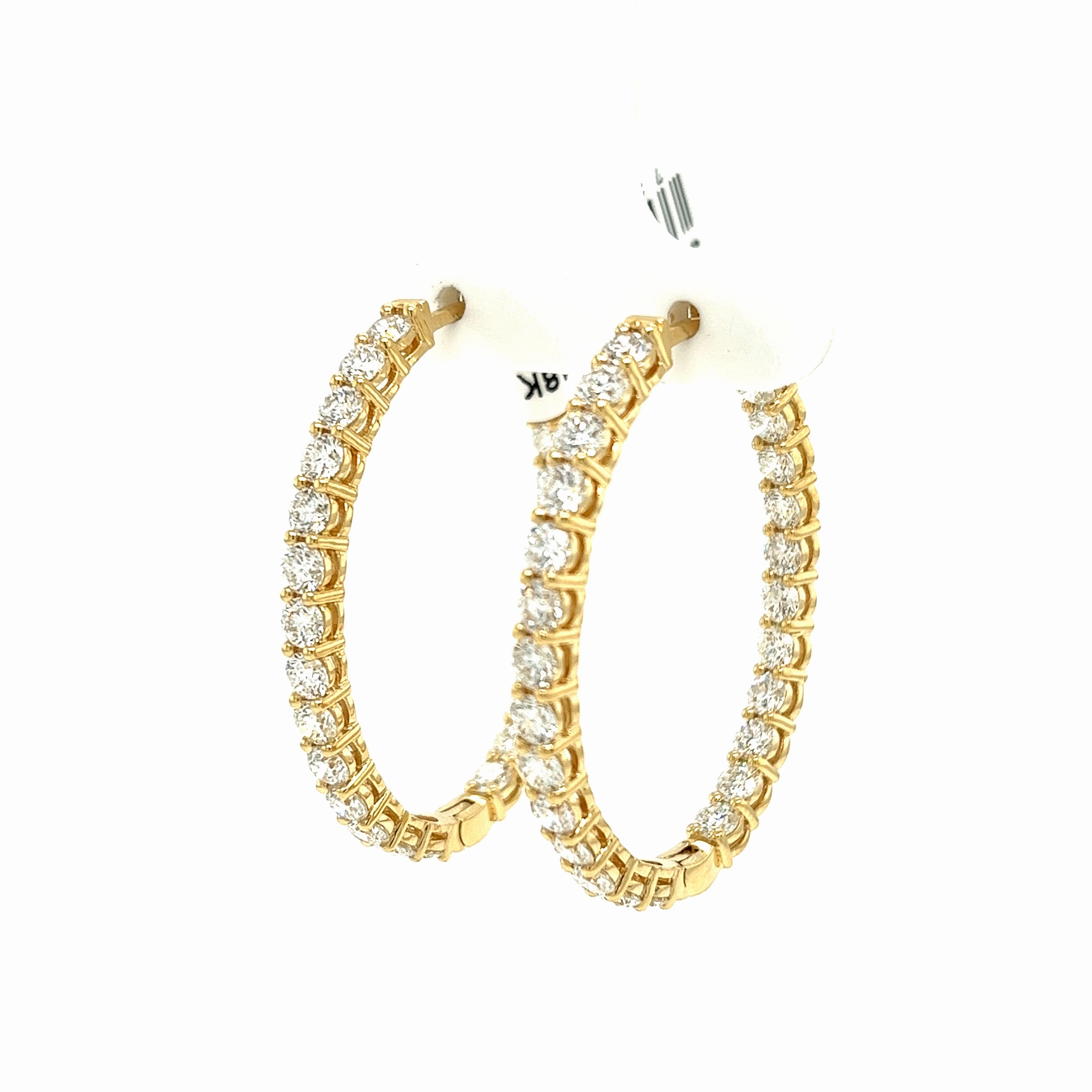 Bremer Jewelry Round Large Hoop Diamond Earrings in 18K Yellow Gold (5.25ctw) Graceful Item
