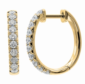 Unique Feature Exquisite Choice Round Small Hoop Diamond Earrings in 18K Yellow Gold (.81ctw)