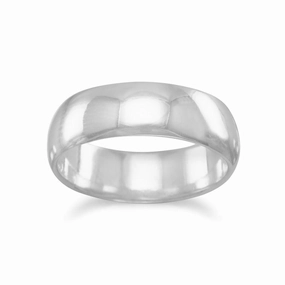Wedding Band Ring Polished Solid Sterling Silver 6mm Mens Womens Universal Fit Bridal Jewelry