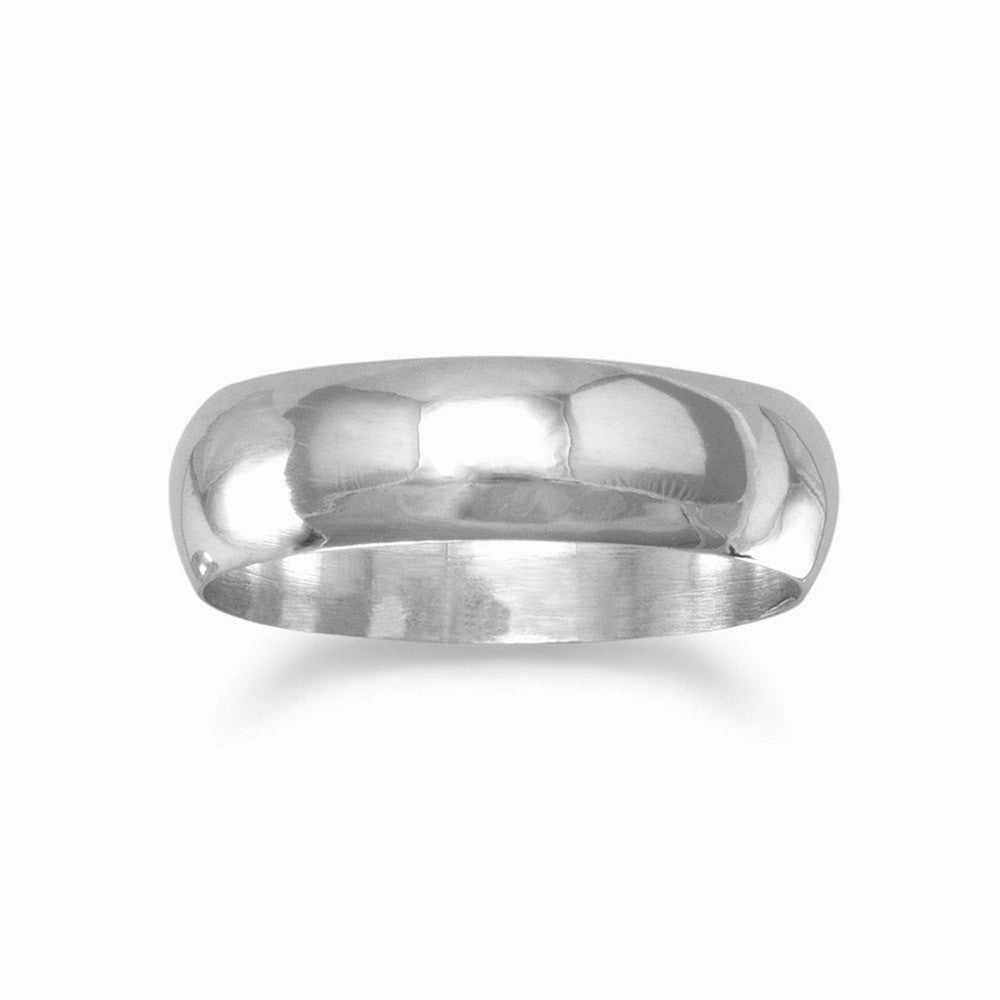 Strong Article Durable Article Band Ring Polished Solid Sterling Silver Mens Womens 5mm