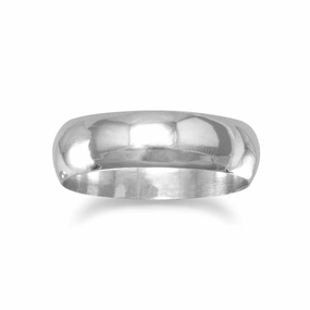 Strong Article Durable Article Band Ring Polished Solid Sterling Silver Mens Womens 5mm