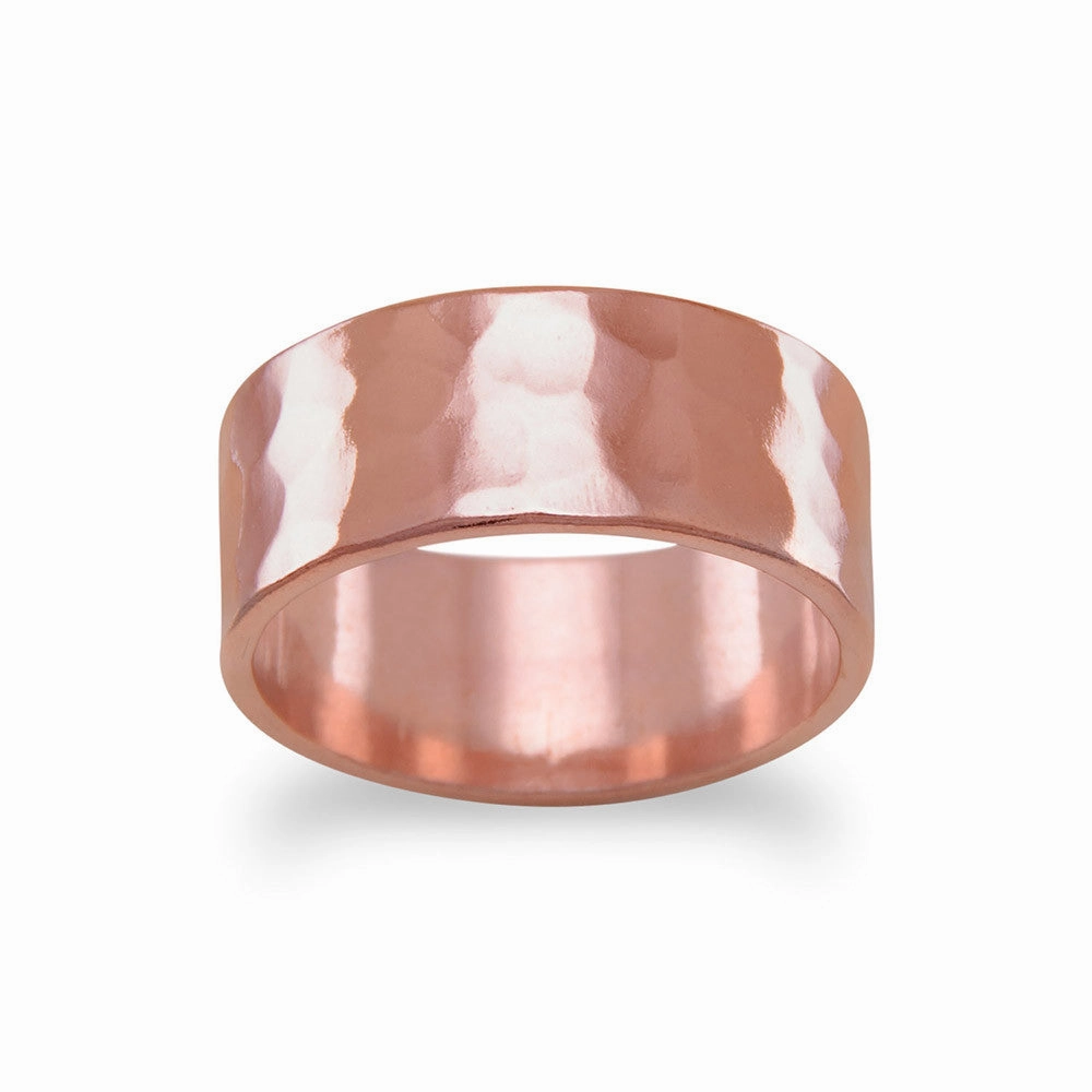 Solid Copper Hammered 8mm Band Ring Made in the USA Fashion Forward Trendy Look