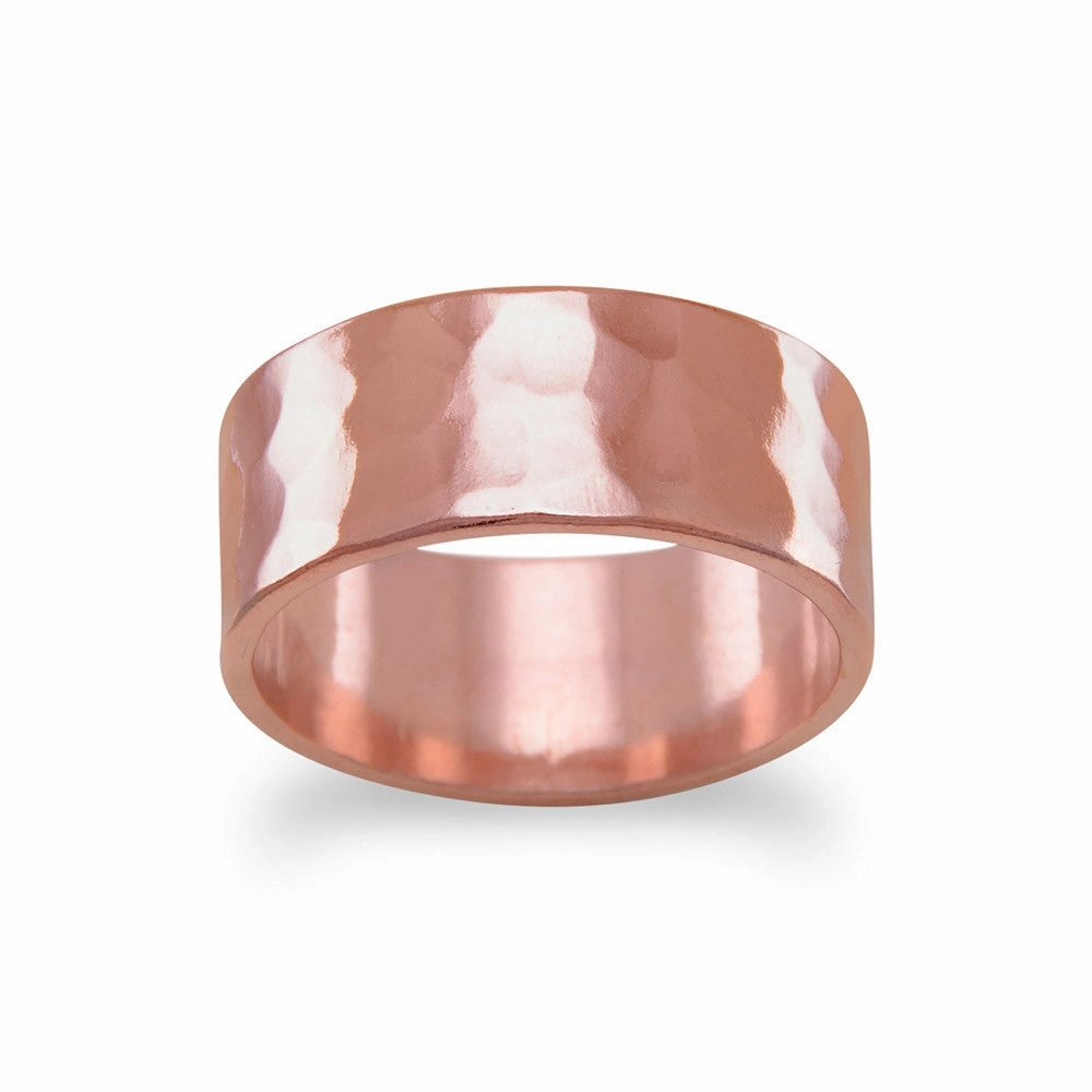 Fun Detail New Arrival Solid Copper Hammered 8mm Band Ring Made in the USA