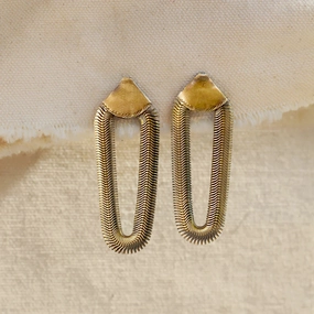 Serpentine Earrings - Oxidized Brass   Sterling Silver Fashionable Embellishment