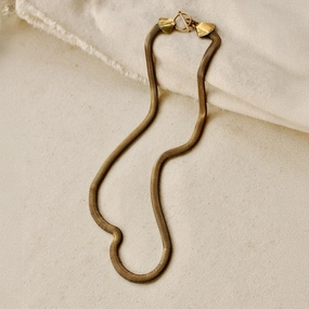 Serpentine Necklace - 18" Oxidized Brass Snake Chain Pretty Design Subtle Elegance