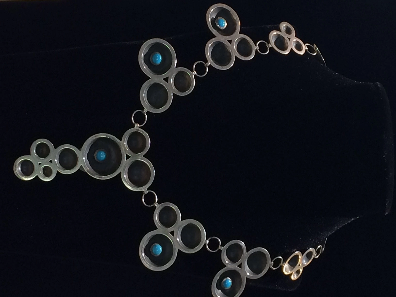 Night Ready Vibrant Jewelry Design Shane Hendren Turquoise and Sterling Silver Squash Blossom