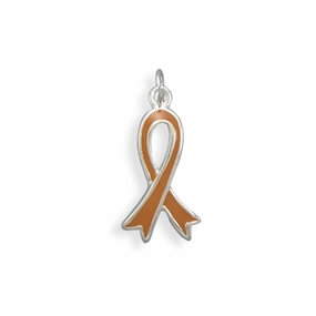 Orange Enamel Awareness Ribbon Charm Sterling Silver Bold Jewelry Pieces Chic Glow
