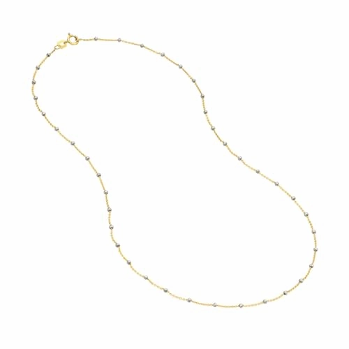 14k Gold Two-tone Satellite Chain Necklace 1.8mm, 20-inch Length Evening Glow Timeless Wardrobe