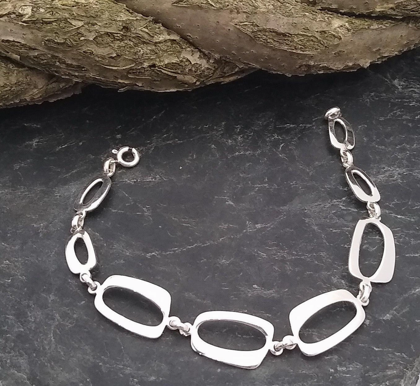 Styled Set Sterling Silver 8 Link Bracelet