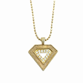 Shield Pendant - 18k Yellow Gold   Diamonds Elegant Highlight Splendid Item
