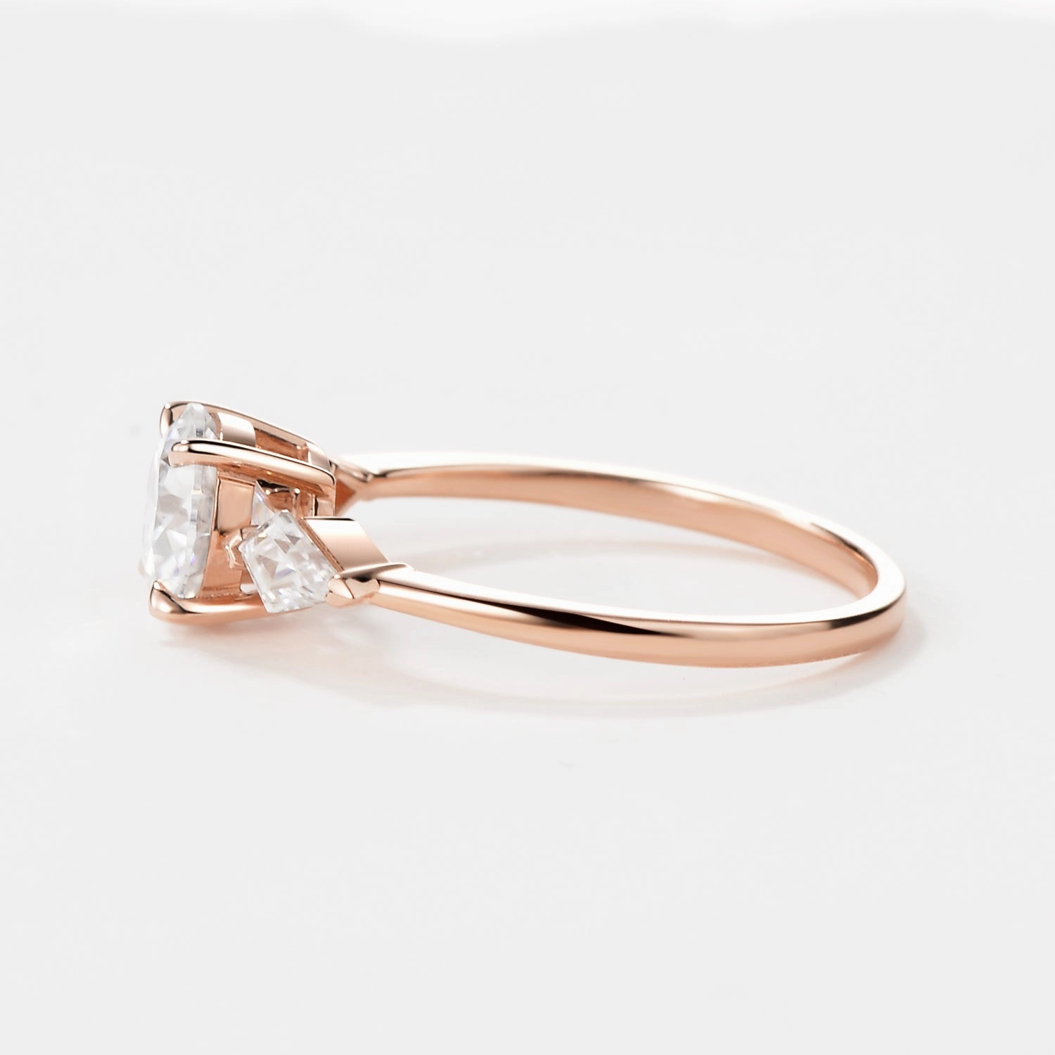 Round Cut Moissanite Rose Gold Engagement Ring Shimmering Form
