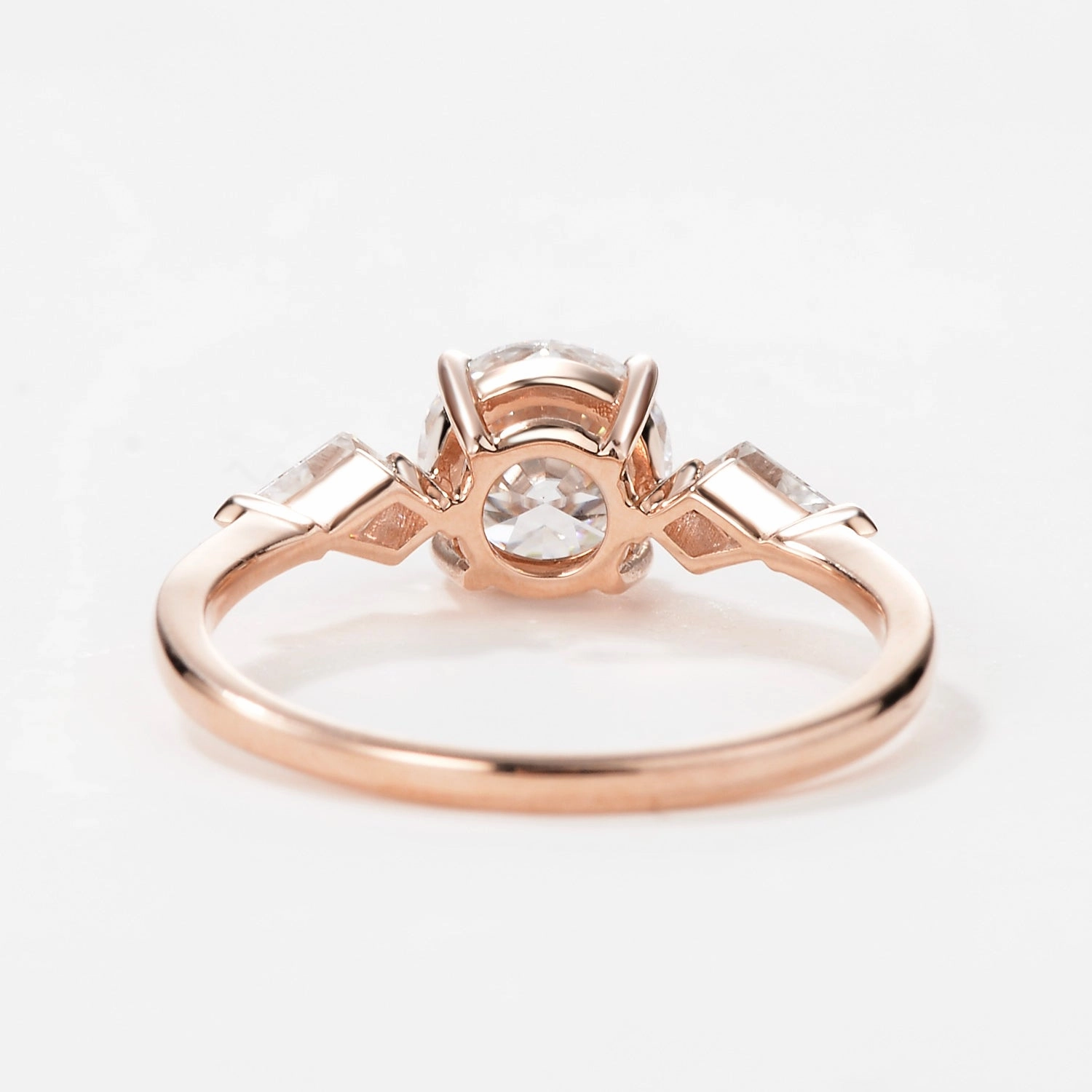 Radiant Jewelry Round Cut Moissanite Rose Gold Engagement Ring