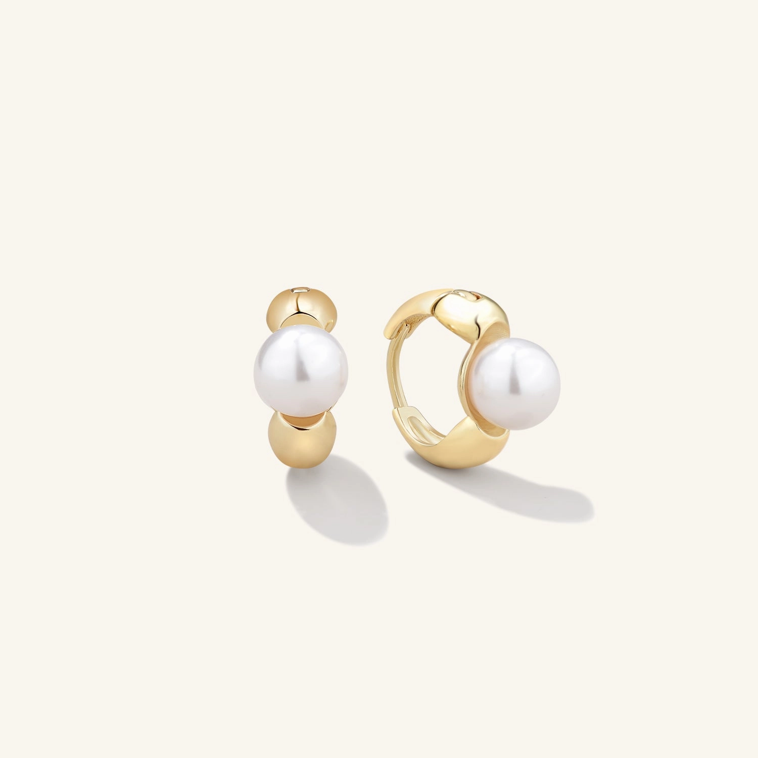 The Pearl-fect Solitaire Akoya Pearl Hoop Earrings Handcrafted Shine Mood Accent