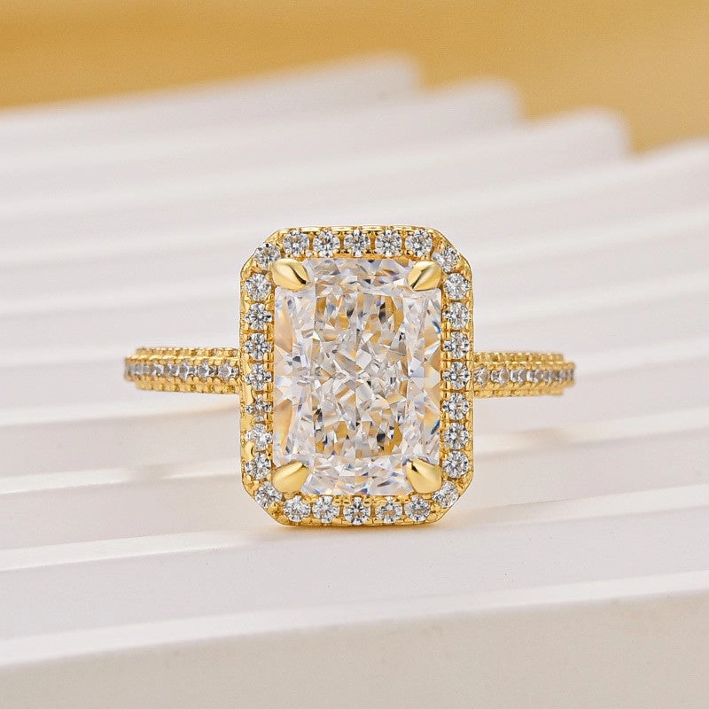 3.5Ct Halo Radiant Cut Engagement Ring Travel Ring For Her In Sterling Silver Wardrobe Staple