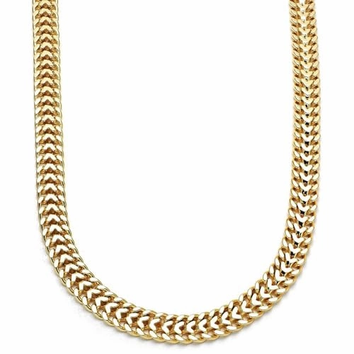 Glamorous Shine Soft color Gold-plated Double Row Curb Chain Necklace, 18-inch Length