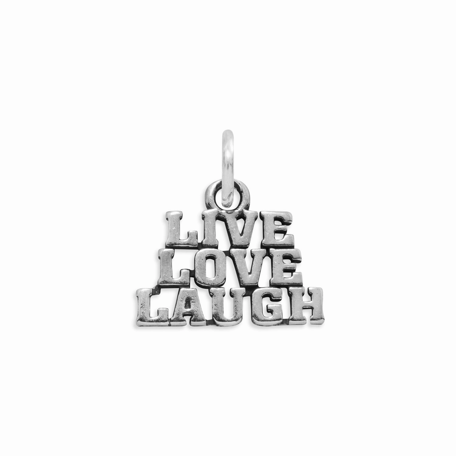Live Love Laugh Sterling Silver Charm - Made in the USA Polished Lines