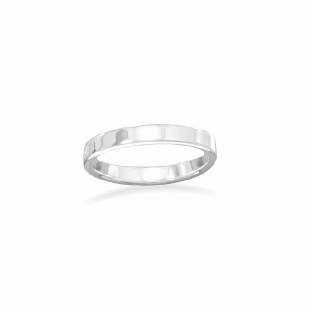 Polished Sterling Silver Square 3mm Band Ring Printed Image