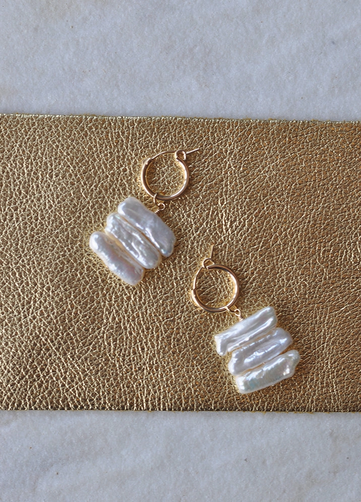 Corporate Trinket Rectangular Jewelry Sideways Biwa Hoops