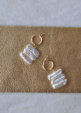 Corporate Trinket Rectangular Jewelry Sideways Biwa Hoops