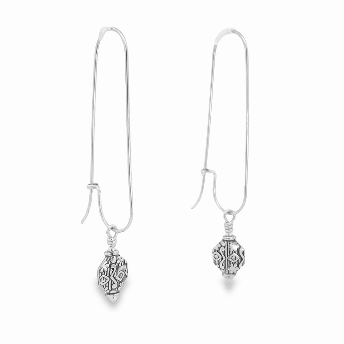 Sterling Silver Interchangeable Earrings with Bali Bead Modern Accent Luxury Shine Finish