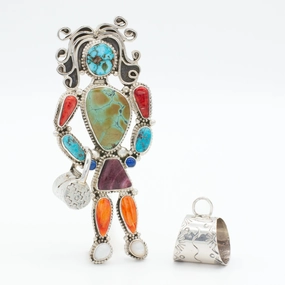 Tonya June Rafael 'Lady June' Multi-Stone Inlay Shepherd's Hook Pendant Contemporary Touch