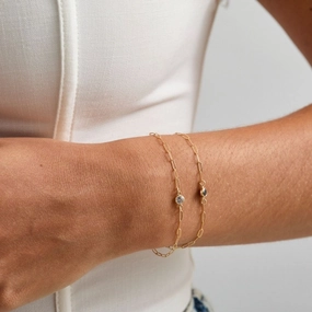 Paperclip Bracelet with Cubic Zirconia Tradition Honored Distinct Vision