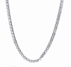 Influencer Jewelry Urban Street Round Shape Diamond 14K White Gold Riviera Necklace (15.17ctw)