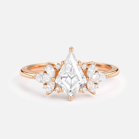 Cozy Glow Artful Design Unique Rose Gold Moissanite Kite Cut Engagement Ring