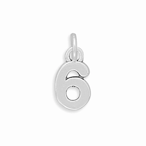Number 6 Sterling Silver Charm Petite Shine