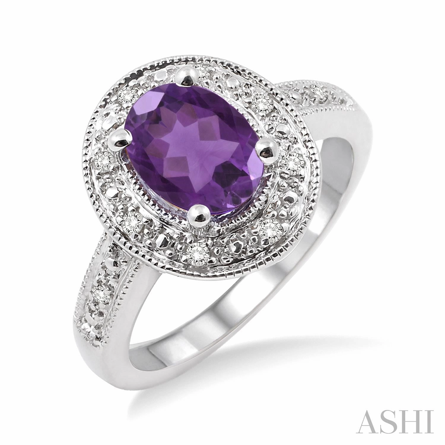 Silver Amethyst & Diamond Ring Lovely Jewelry Simple Vibe