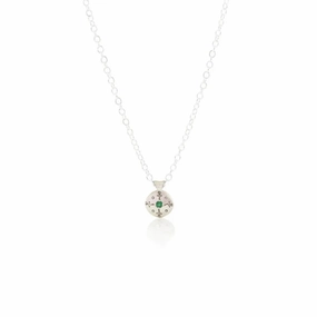 Elegant Gift Silver Lights Charm Pendant - Emerald   Sterling Silver