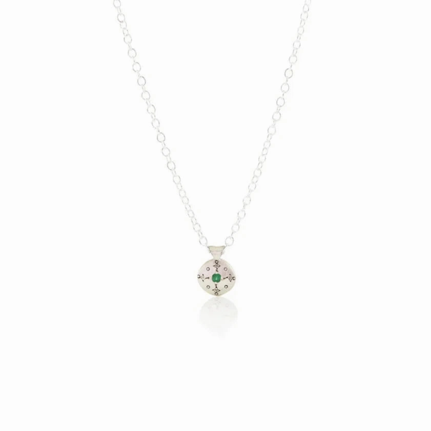 Elegant Gift Silver Lights Charm Pendant - Emerald   Sterling Silver