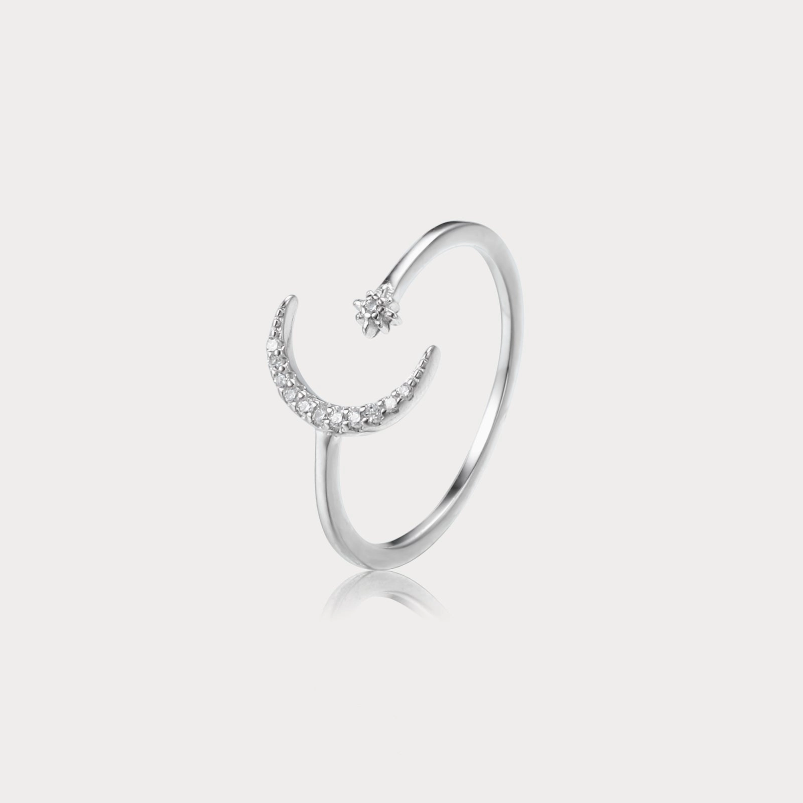 Timeless Contour Silver Moon Ring