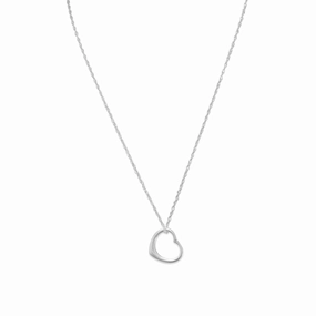 Floating Heart Necklace Sterling Silver - Rope Chain Included Event Style Precious Shine