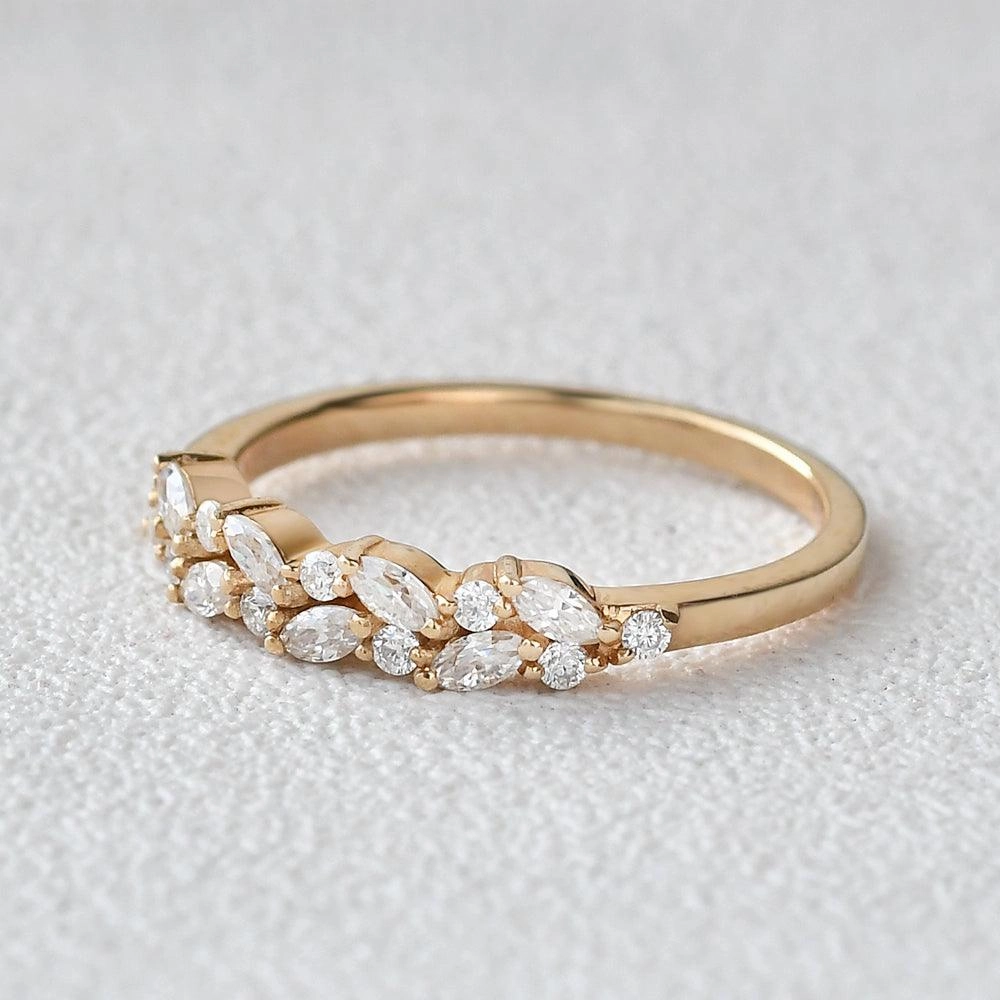 Ethereal Detail Marquise Shaped Moissanite Wedding Band