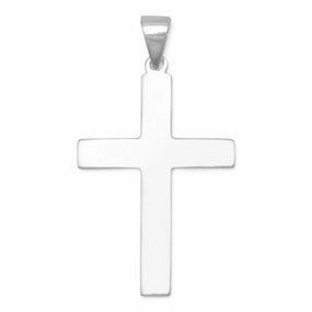 Exclusive Accent Soft Finish Cross Pendant Polished Sterling Silver, Pendant Only