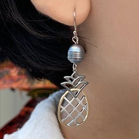 Tri-Color Pineapple Pearl Earrings Decorative Decor Formal Ornament