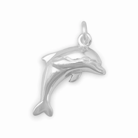 Single Dolphin Polished Sterling Silver Charm Gleaming Detail