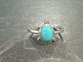 Comfortable Statement Beautiful Mark Size 5.25 Turquoise, Sterling Silver Sea Turtle Ring