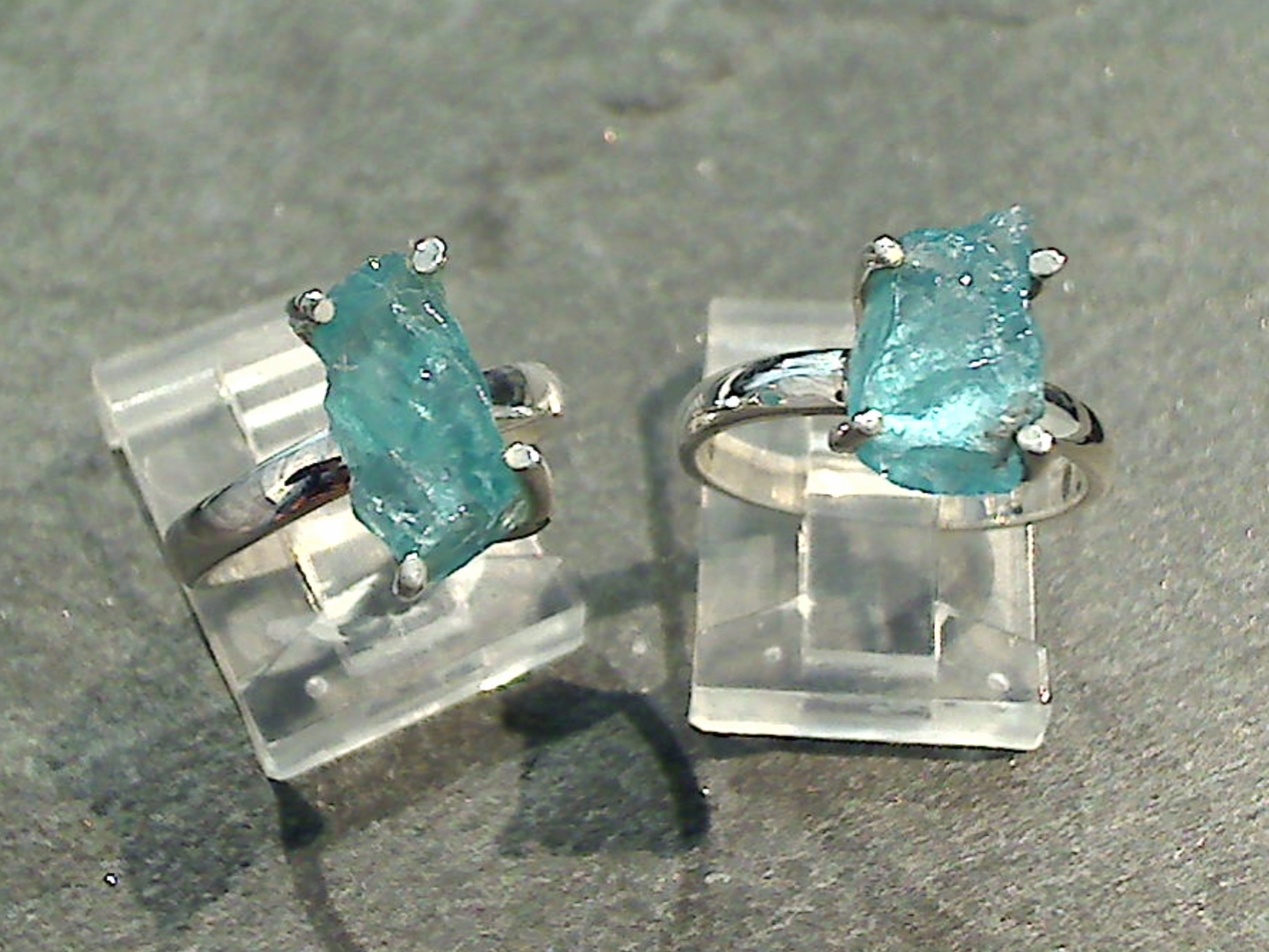 Quality Object Size 5 Rough Cut Apatite, Sterling Silver Ring