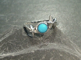 Stock Item Size 7.25 Turquoise, Sterling Silver Starfish Ring