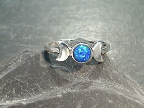 Size 7.5 Lab Created Opal, Sterling Silver Moons Ring Urban Mood Exquisite Style